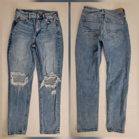 American Eagle Outfitters Denim - AMERICAN EAGLE Jeans Womens 4 Tapered Mom High Rise Distressed Strigid